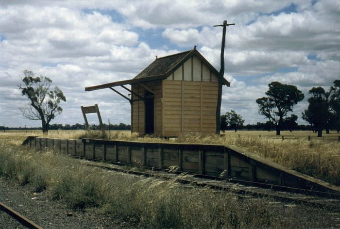 
The name board is leaning, and the station is deserted but still intact.
