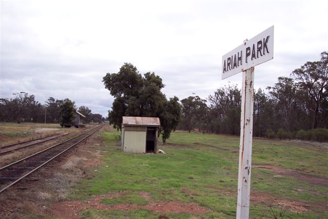 
The view from the station looking west past the Gents Toilet towards the goods
shed and Roto.
