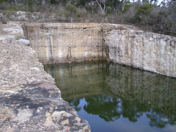 The flooded portal area at the Maldon end of the planned tunnel.