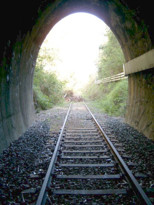 The view looking out of the southern portal in the up direction.