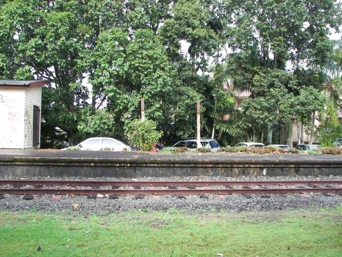 The Bangalow station name board has been removed; only the mounting posts remain.