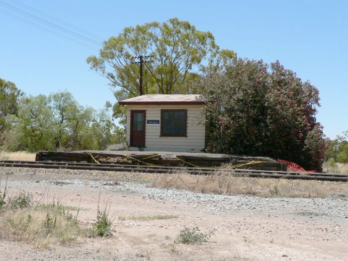 The safeworking hut is still present on the short crumbling platform.