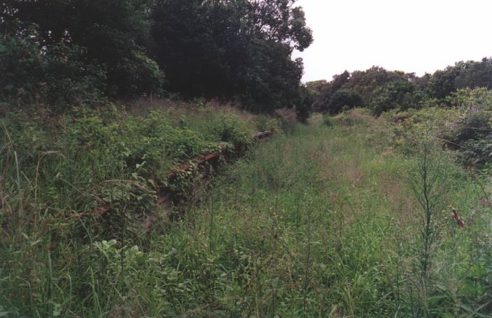 
The view looking away from the terminus.  On the right hand side was the
one-time goods siding and shed.
