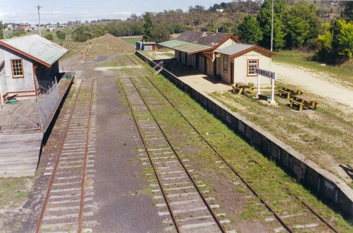 
The view from the footbridge looking towards the end of the line.  The
goods shaed and station are in very good condition.
