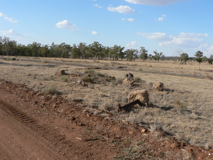 The remains of some foundations have been left near the line.