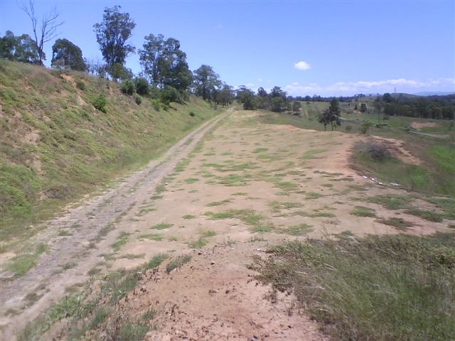 The probable location of Bowmans Creek, looking north. The deviated main line is visible on the right distance.