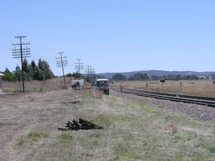 
The view looking down the line at the one-time location of Breadalbane.
Only the loading bank still remains (in front of the truck).
