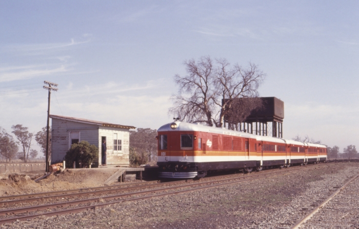 The view looking north as the Silver City Comet pauses the the station.