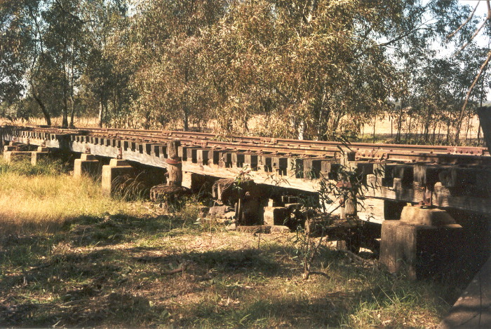 A low timber trestle situated about half way between Balldale and Brocklesby, looking towards Brocklesby.