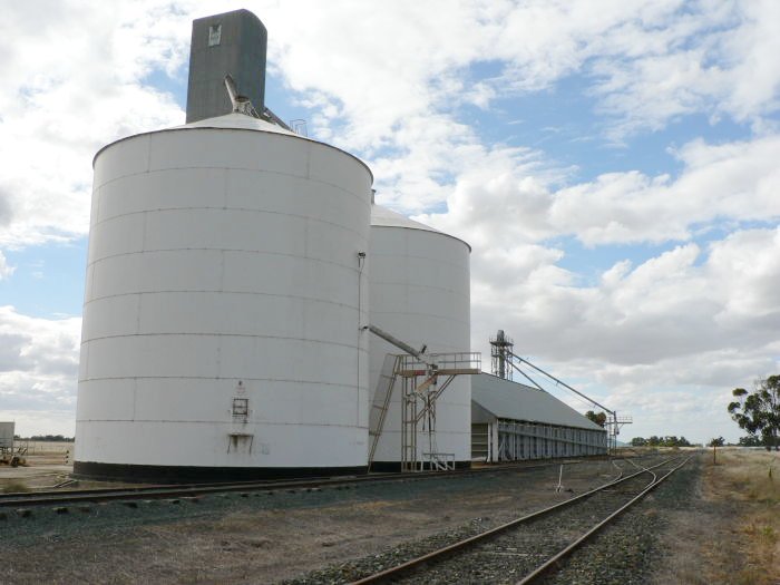 The view looking west past the silos.