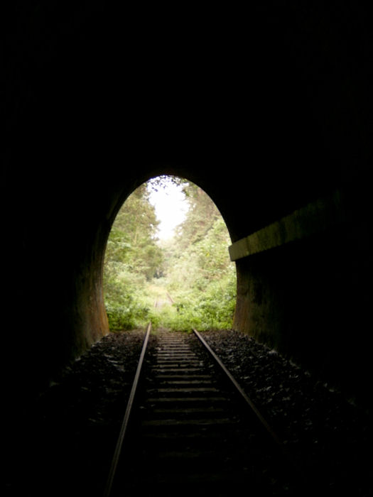 The view looking out from the southern portal in the up direction.