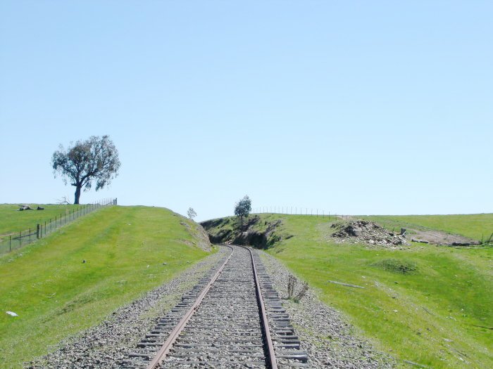 The view looking west from the level crossing.