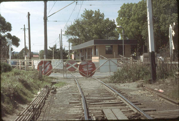 Looking in the down direction with the manually operated gates open for vehicular traffic.