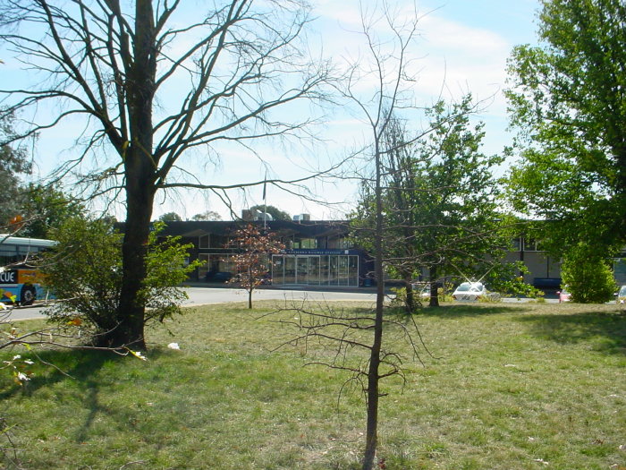 
The road-side approach the the station.
