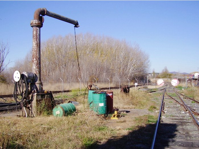 The water column at the entrance to the Railway Museum at Canberra.