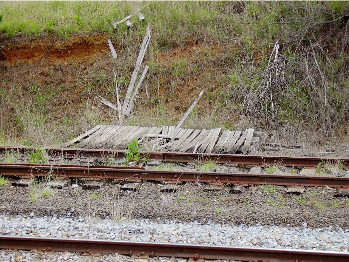 A close-up view of the point lever on one of the sidings at Fyshwick.