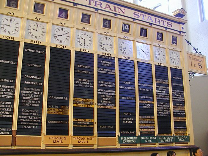 
The far right of the Central departure board, now in the Powerhouse Museum.
