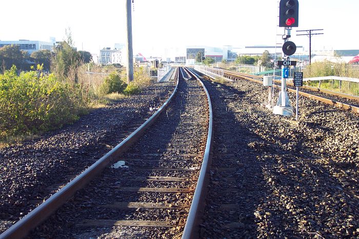 
The bridge over Shea's Creek, looking down the line just past the entrance to
the Cooks River yard.
