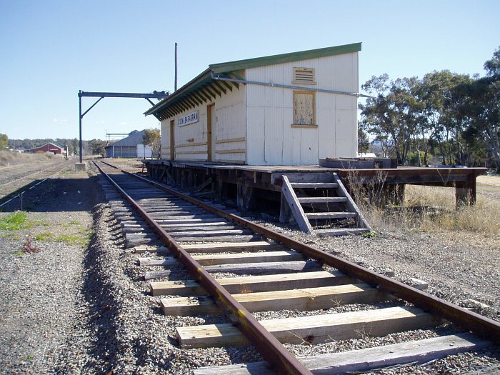 The view looking down the goods siding towards the goods shed.