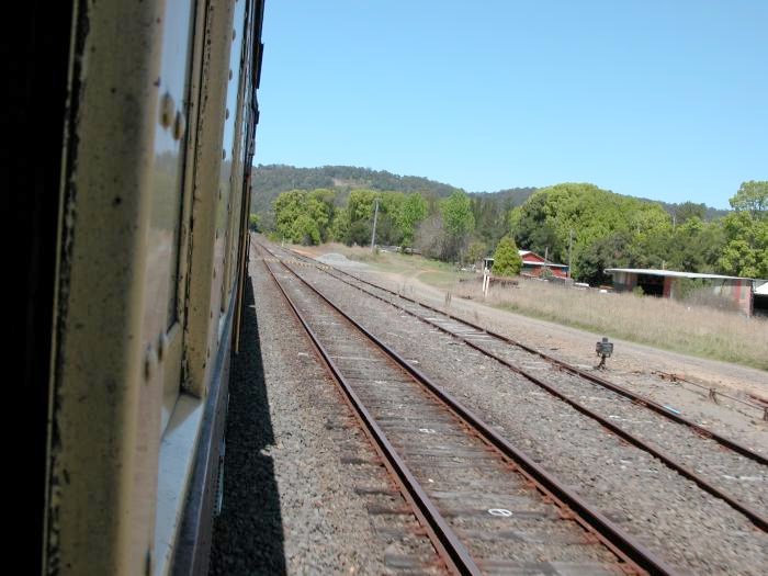 The view looking south along the loop and goods sidings.  The station was on the opposite side of the train.