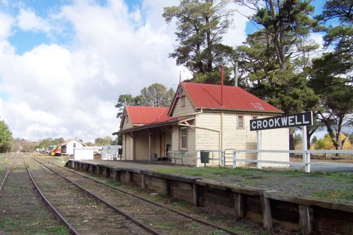 The view of the station looking back up the line, with the goods shed in the background.