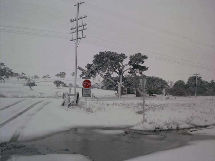 A view of the vicinity of Cullerin after a rare snowfall.