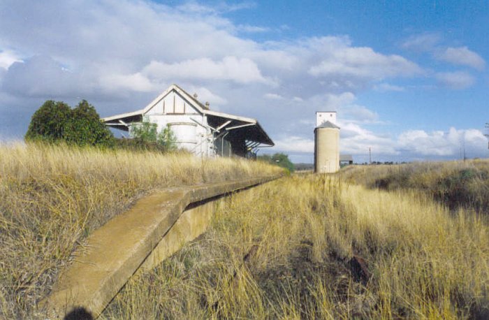 The view looking south along the down platform.