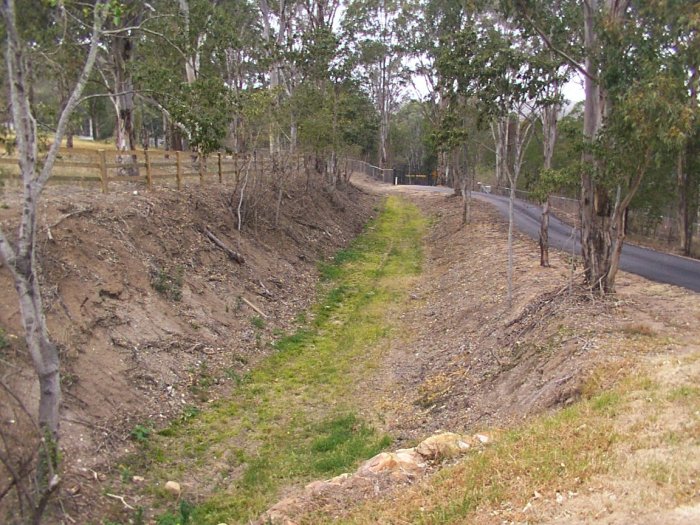 The view looking along the formation from Greggs Road towards Duffys.