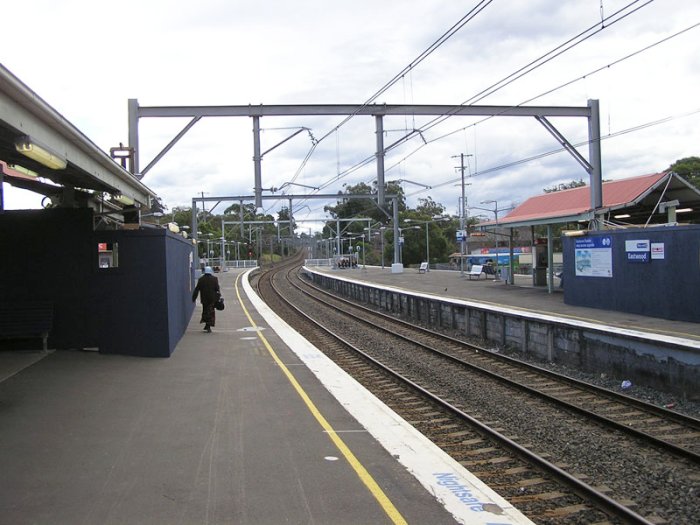 The view looking north along the platforms.