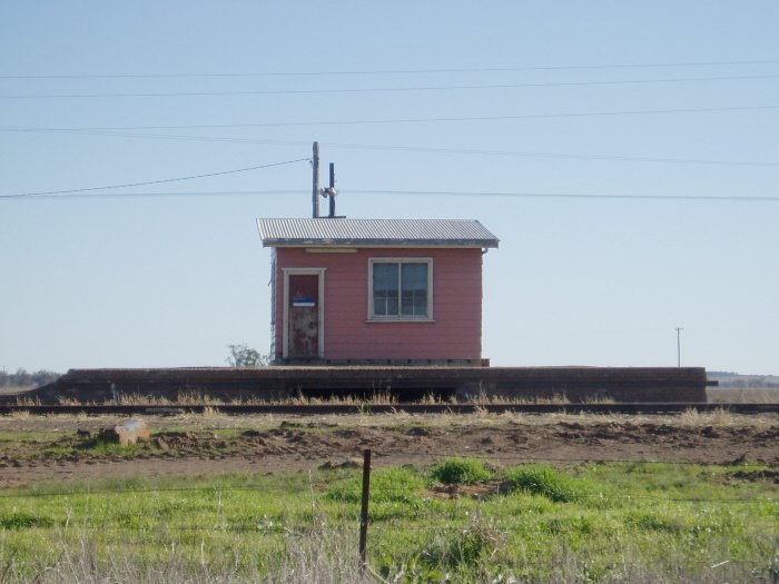 The view looking across to the staff hut and truncated platform.