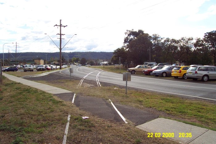 The remains of the siding as it crosses Mackellar Street.  Emu Plains station is out of view on the left.