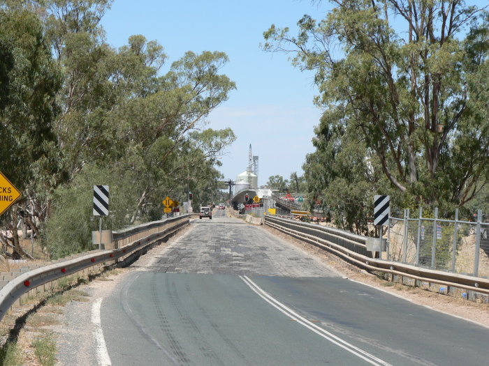 The view looking south over the former combined road/rail bridge.