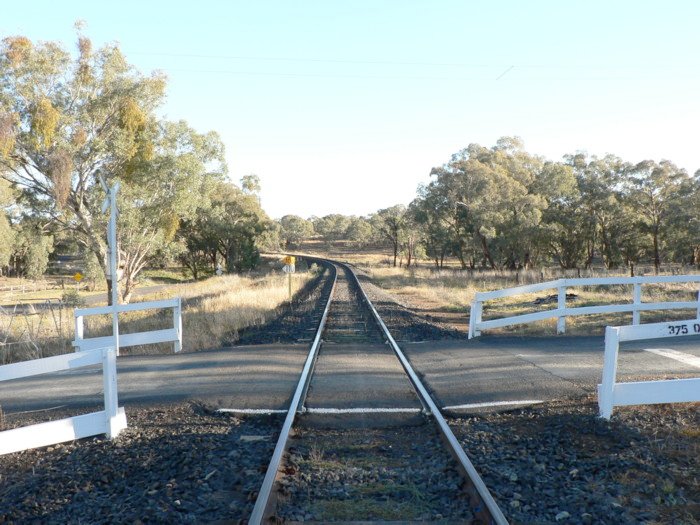 The view looking north. The station was located on the other side of the level crossing.