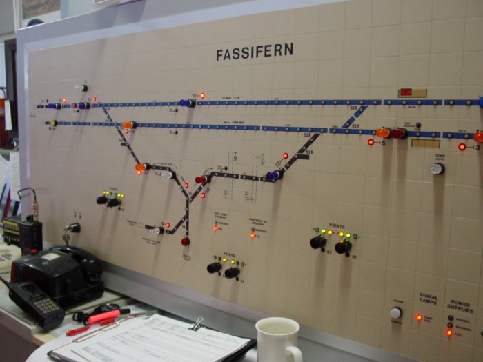 The control panel at Fassifern, controlling the branch to the nearby Newstan Colliery.