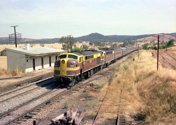 A north-bound passenger service passes through the station.