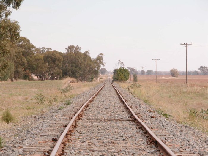 The view looking down the line past the goods bank on the left.