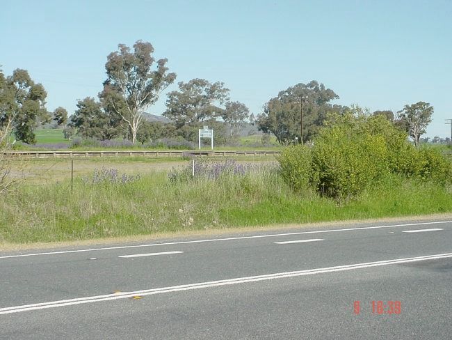 
The view of the platform with Countrylink-style nameboard, from the
adjacent Olympic Way.
