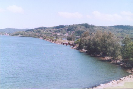 The view looking south to the causeway over Brisbane Water.