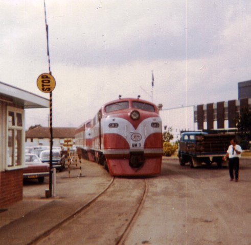 GM3 and another GM unit sit on a siding at the Clyde Engineering Works at Granville.