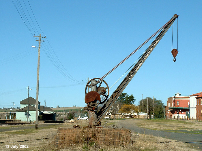 
The job crane still remains, although the one-time yard is gone.  The
station is visible in the background.
