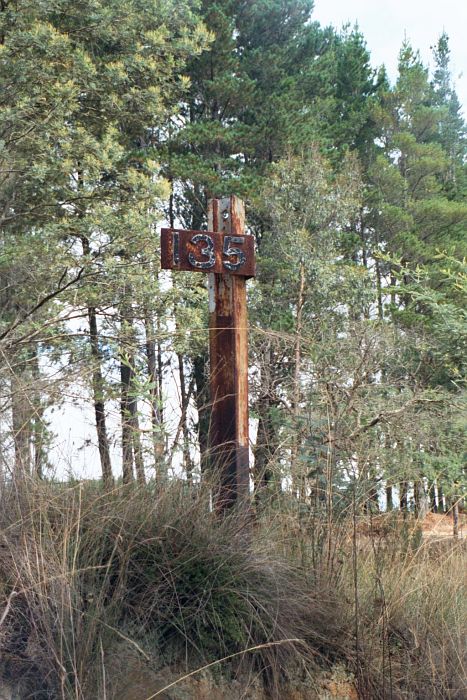 The 135 mile post at the south end of the one-time yard at Hazelgrove. 