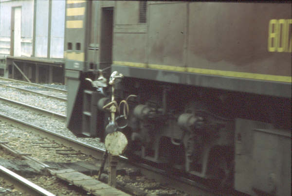 A scene long gone, the staffs are in motion as 8017 rumbles through Henty on a north bound freight and using the automatic staff exchanger. 8017 has just collected the staff for Yerong Creek as the one from Culcairn is still swinging on the rams horn collector.