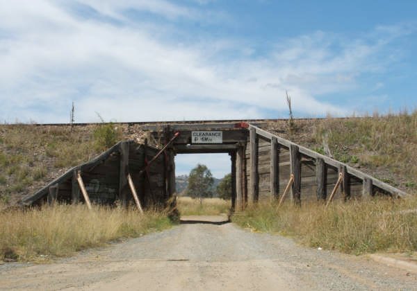 A photo of the bridge over the former road to the old Fraser Park raceway.