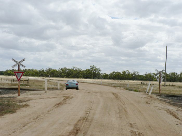 The view looking south towards the level crossing.