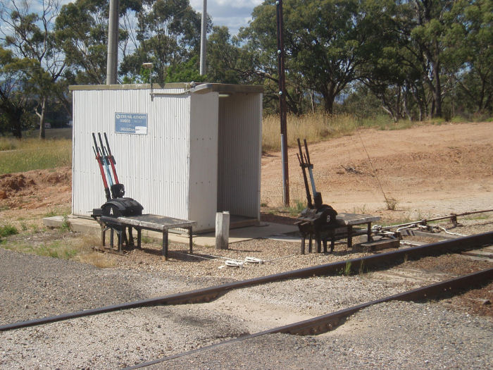 Staff hut and ground frames at Kandos Cement Works Junction.