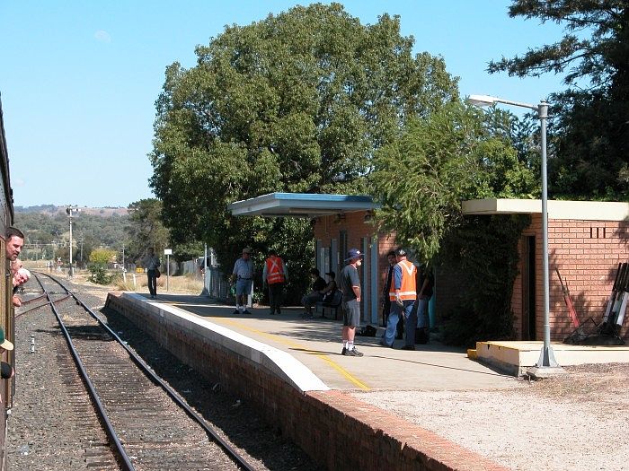 
The view looking along the modern platform.
