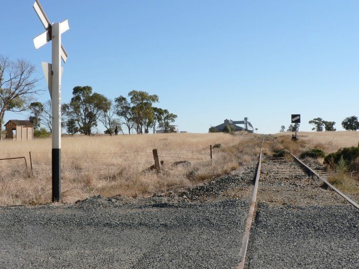 The view looking north towards the station, which was located on the right hand side in the distance. The building on the left is the remains of the weighbridge.