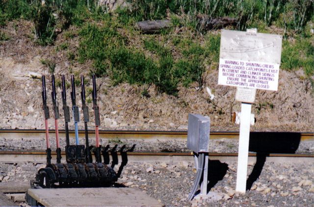 The lever frame and diagram controlling the siding.