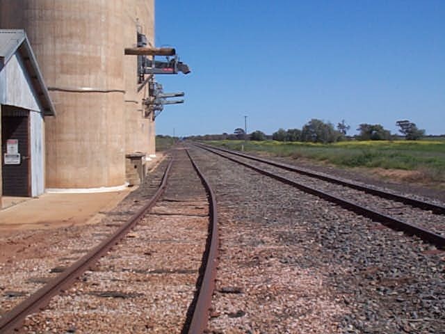 The view looking west towards the one-time station location, on the right hand side in the middle distance.