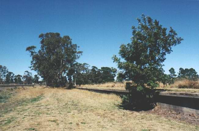 A view of part of the long racecourse platform at Menangle Park looking south.
The Main South can be seen in the left of frame.
